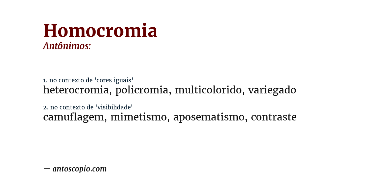 Antônimo de homocromia