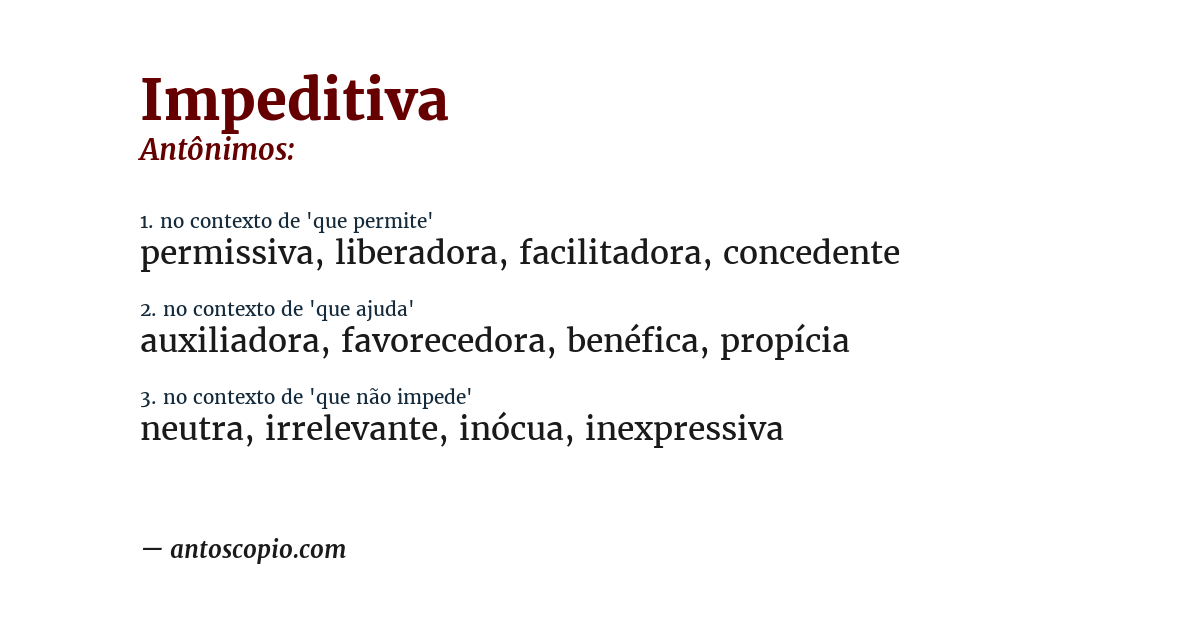 Antônimo de impeditiva