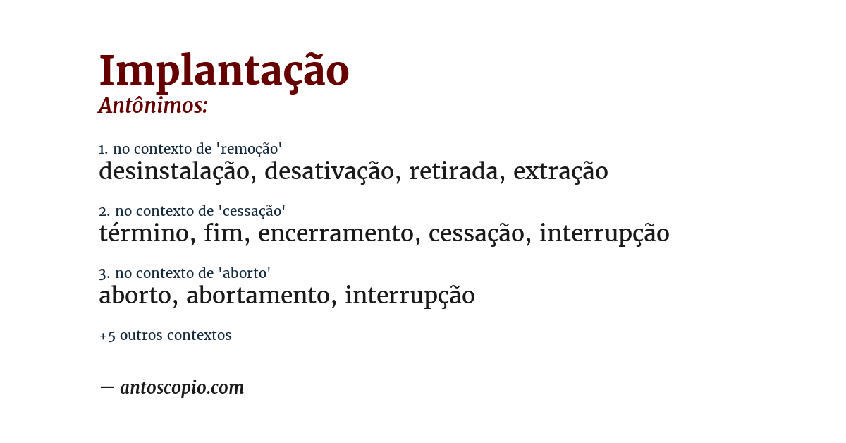 Antônimo de implantação