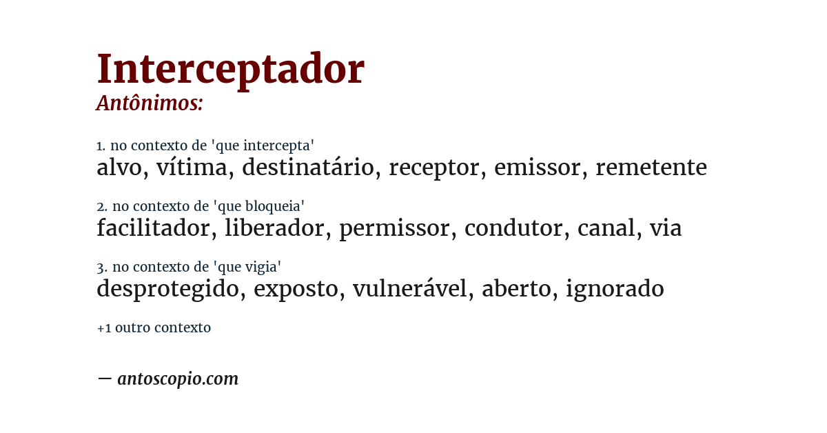 Antônimo de interceptador