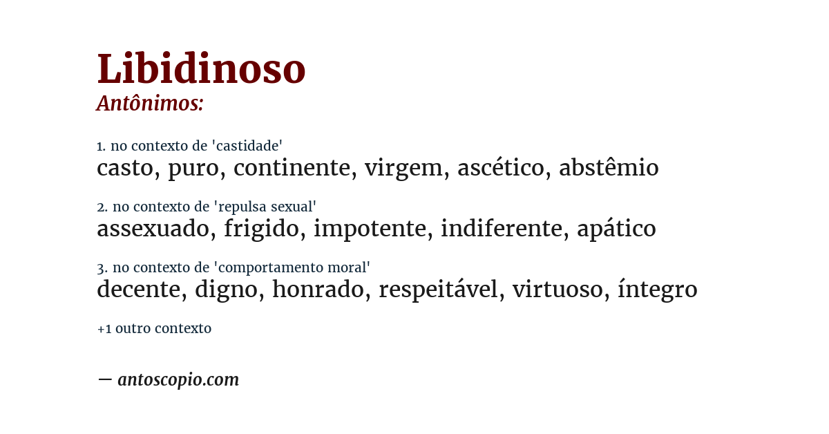 Antônimo de libidinoso