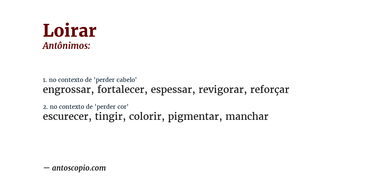 Antônimo de loirar