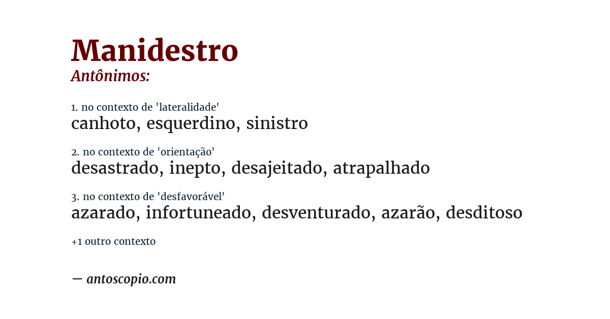 Antônimo de manidestro