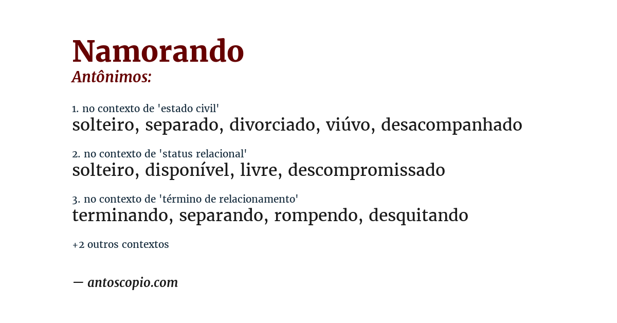 Antônimo de namorando