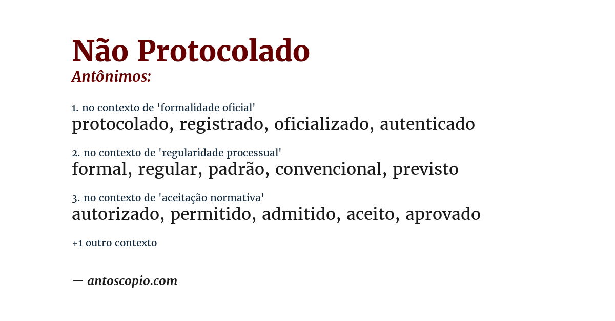 Antônimo de não protocolado