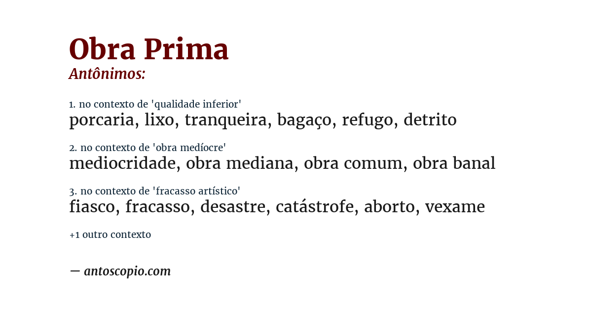 Antônimo de obra prima