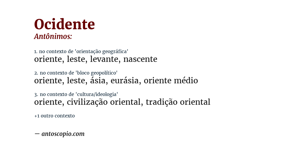 Antônimo de ocidente