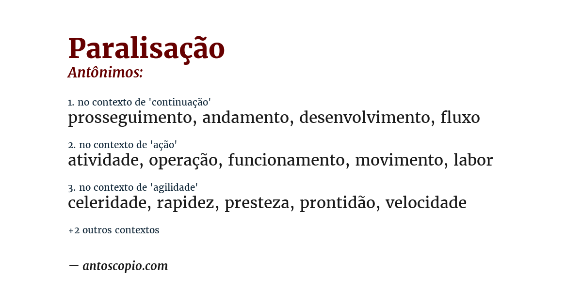 Antônimo de paralisação
