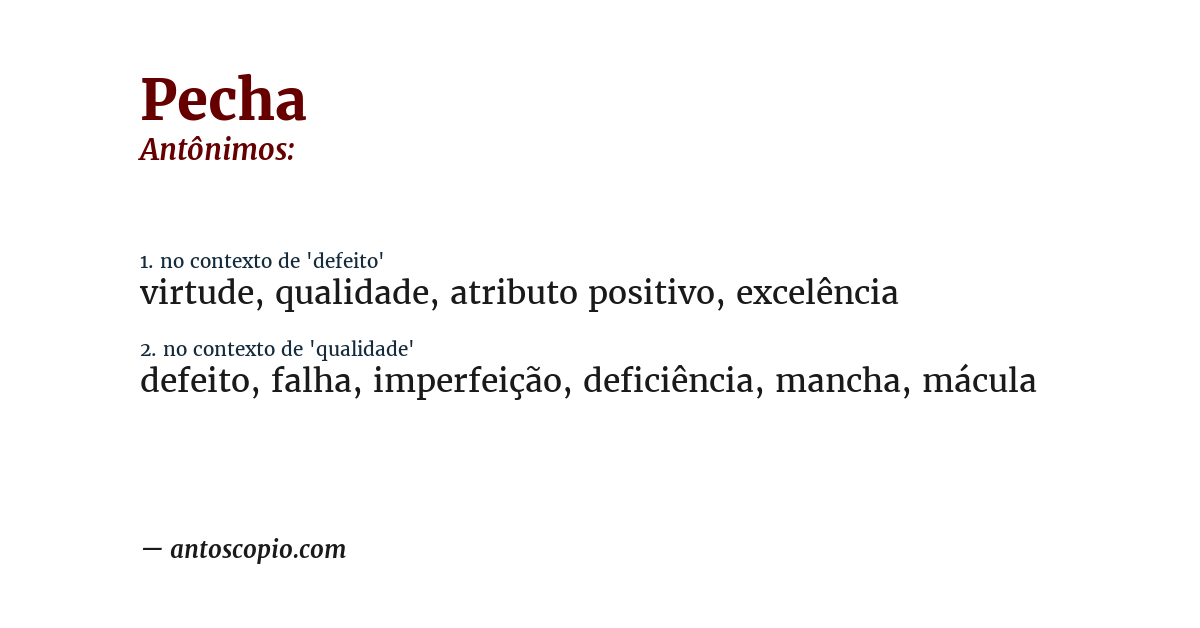 Antônimo de pecha