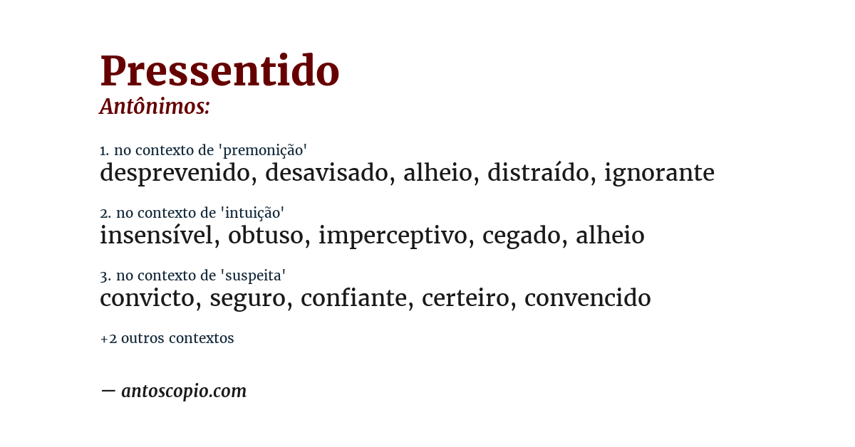 Antônimo de pressentido