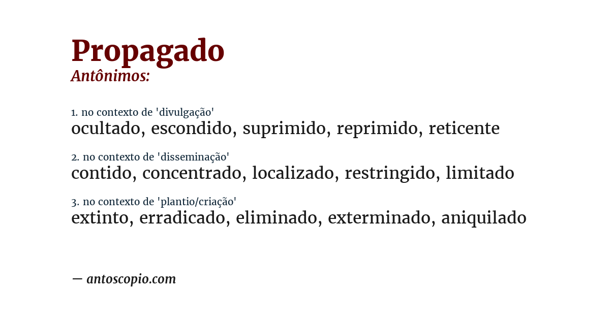 Antônimo de propagado