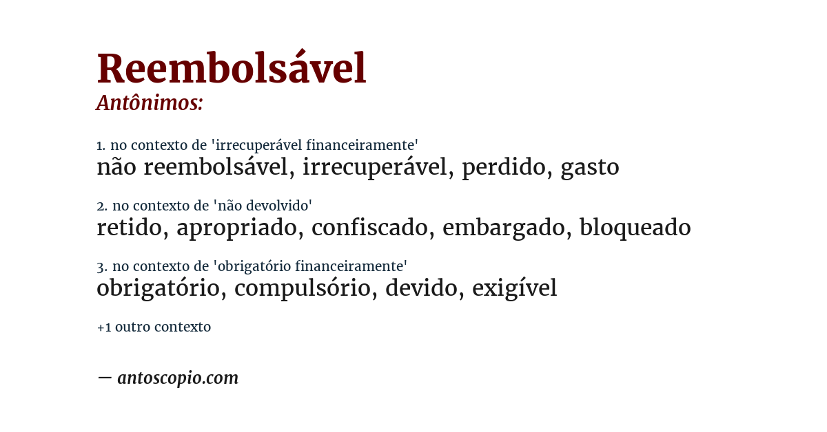 Antônimo de reembolsável