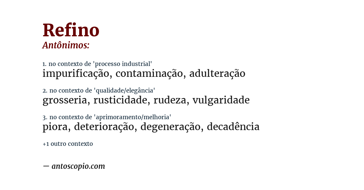 Antônimo de refino