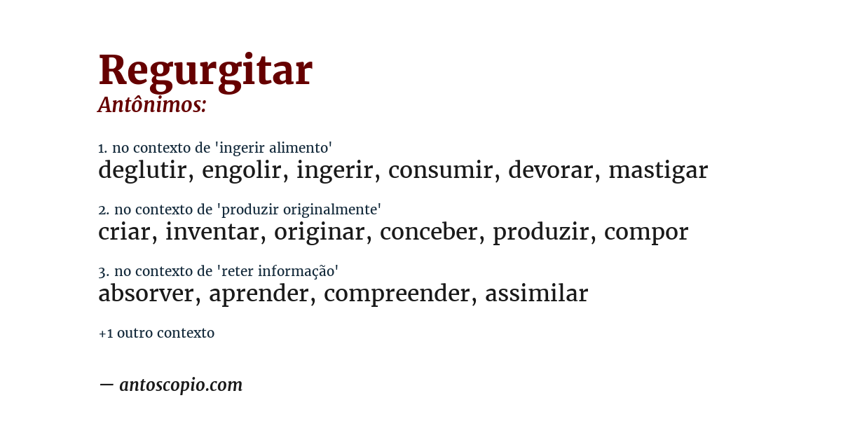 Antônimo de regurgitar
