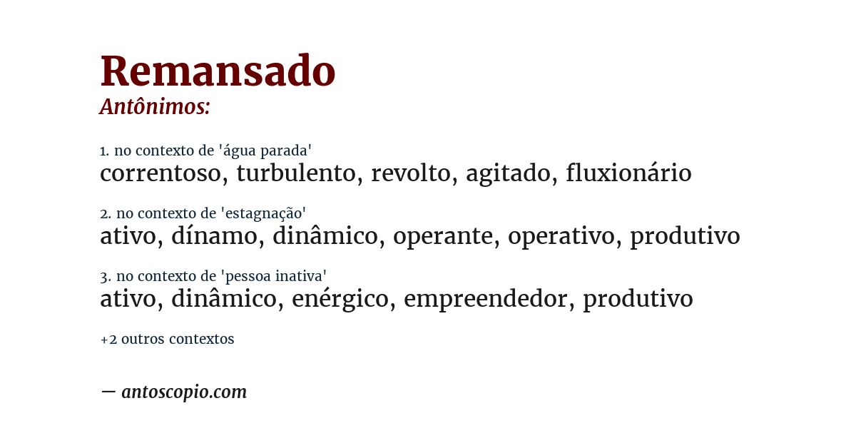 Antônimo de remansado