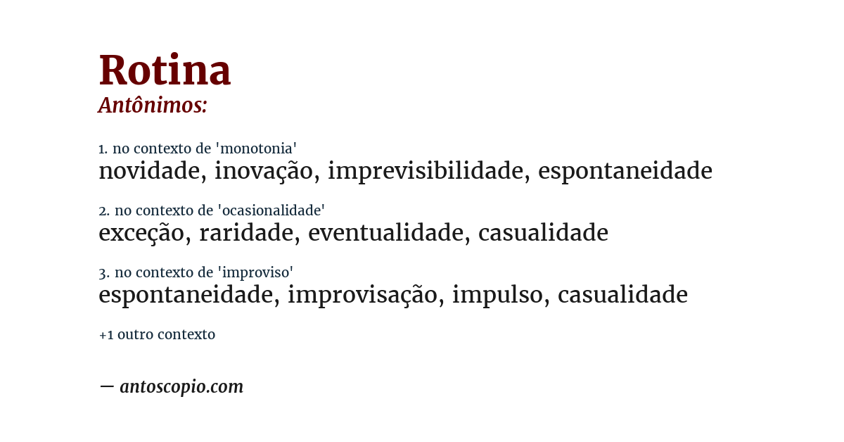 Antônimo de rotina