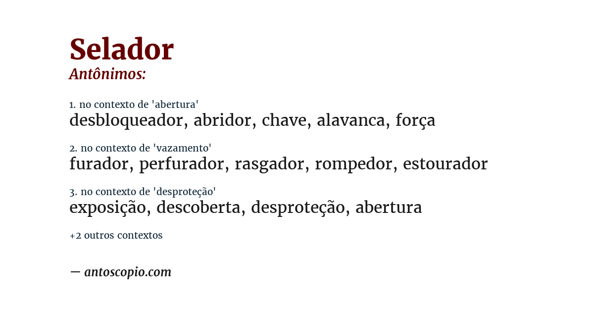 Antônimo de selador