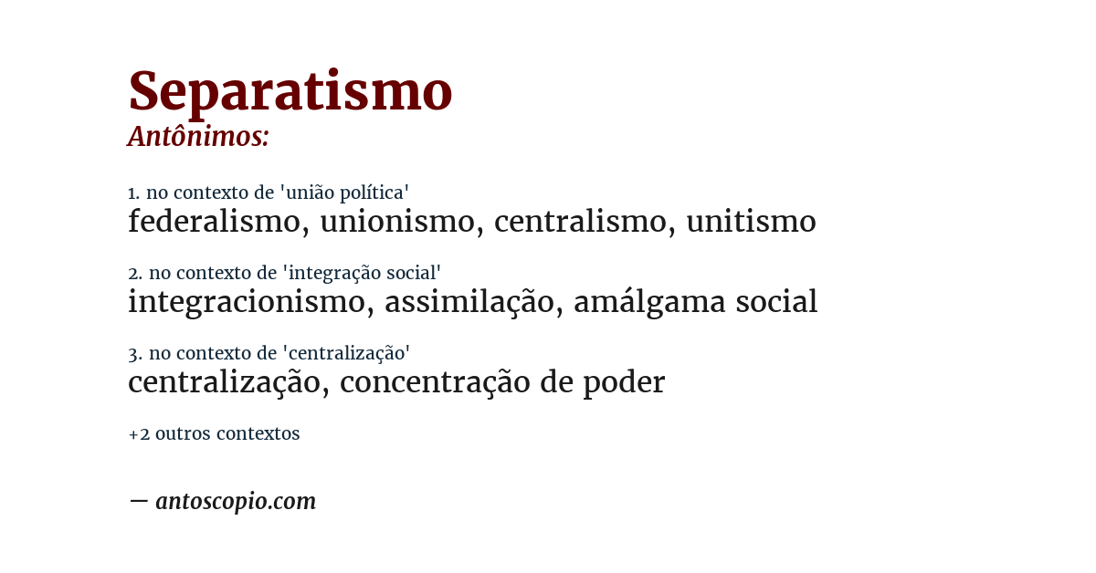 Antônimo de separatismo