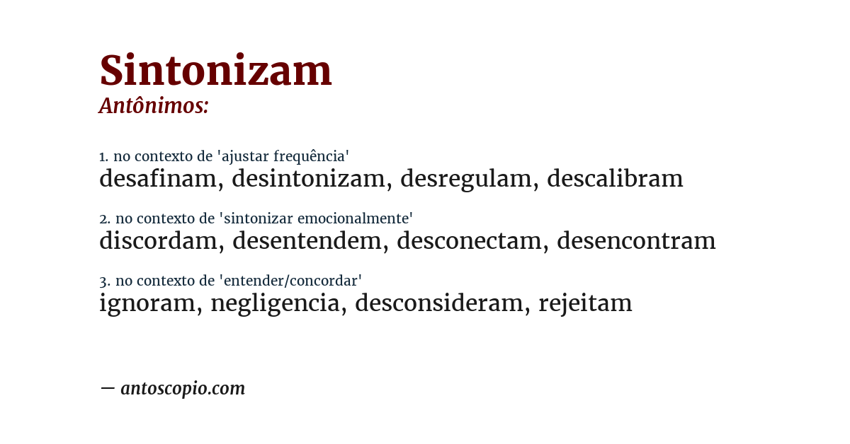 Antônimo de sintonizam