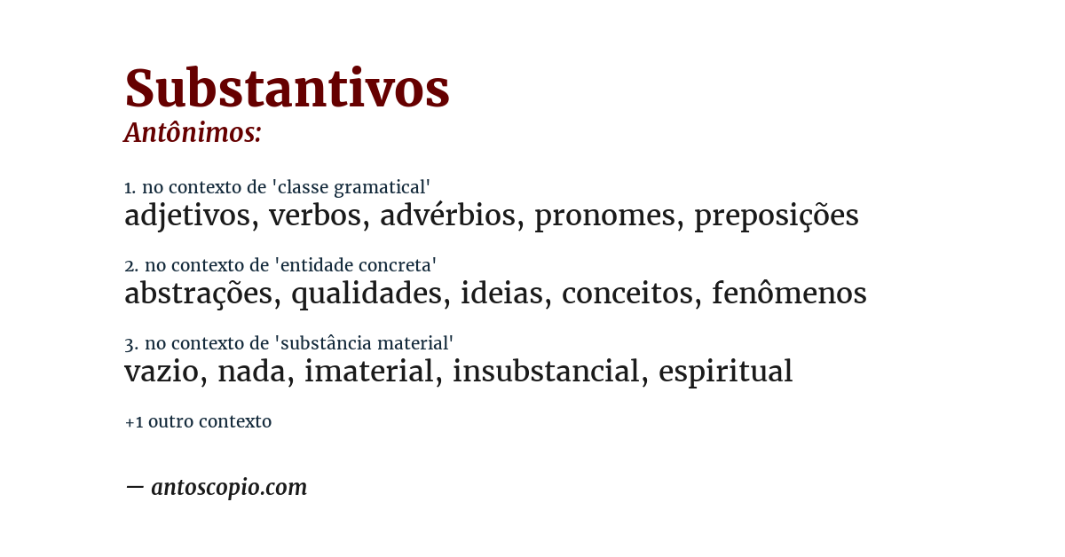 Antônimo de substantivos