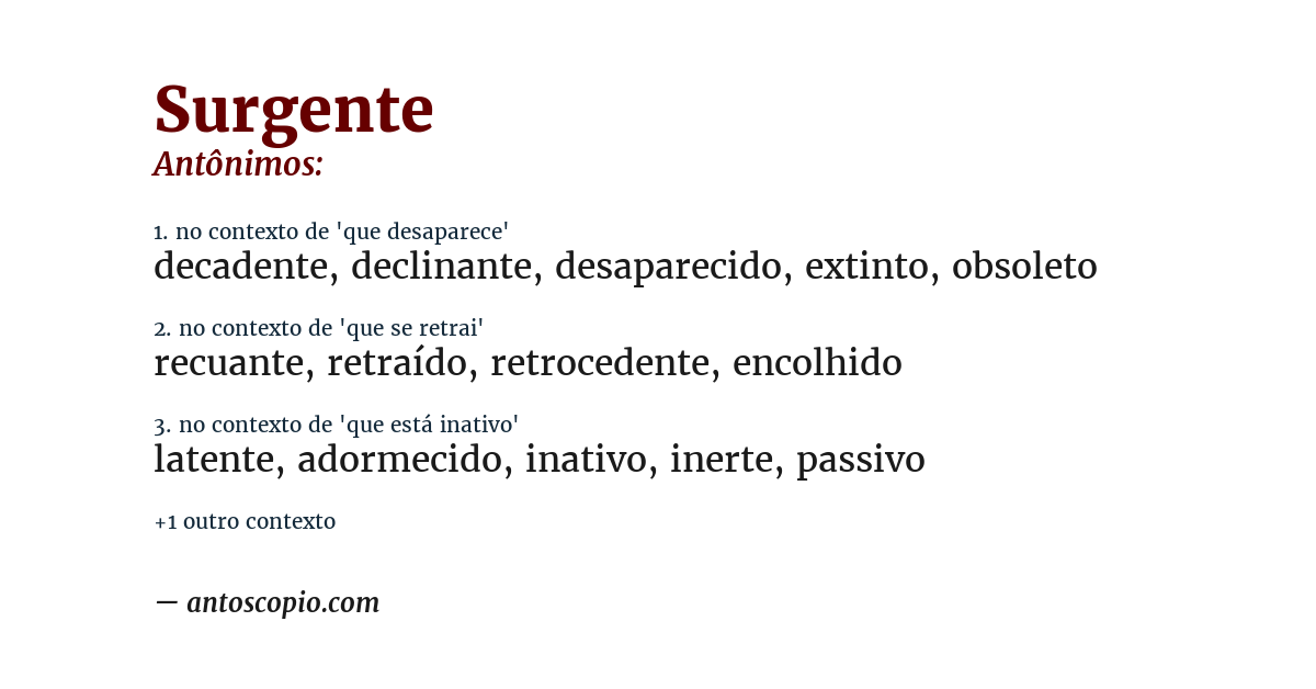 Antônimo de surgente