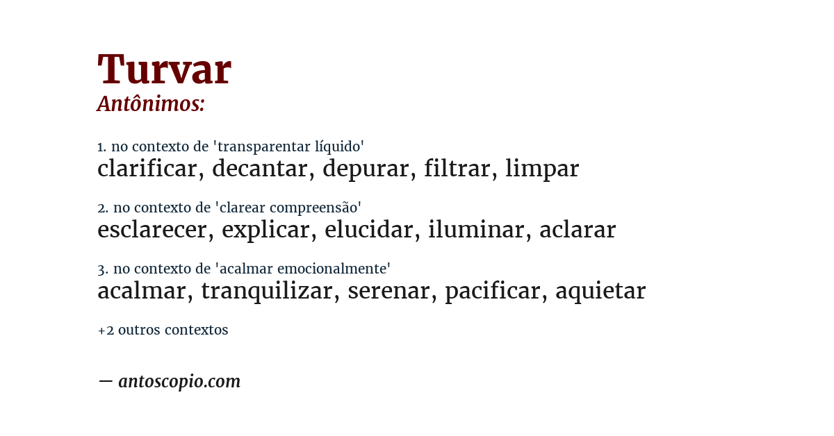 Antônimo de turvar