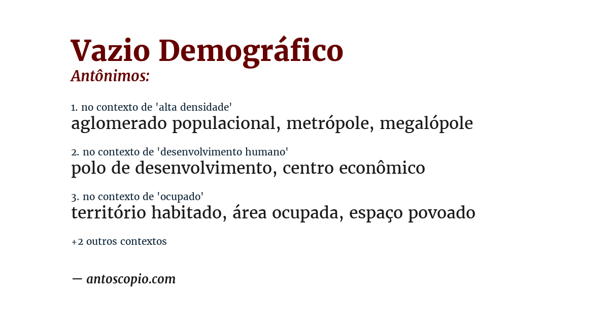 Antônimo de vazio demográfico