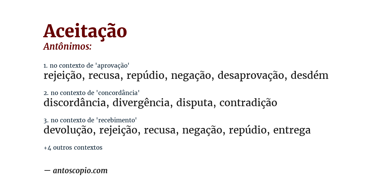 Antônimo de aceitação