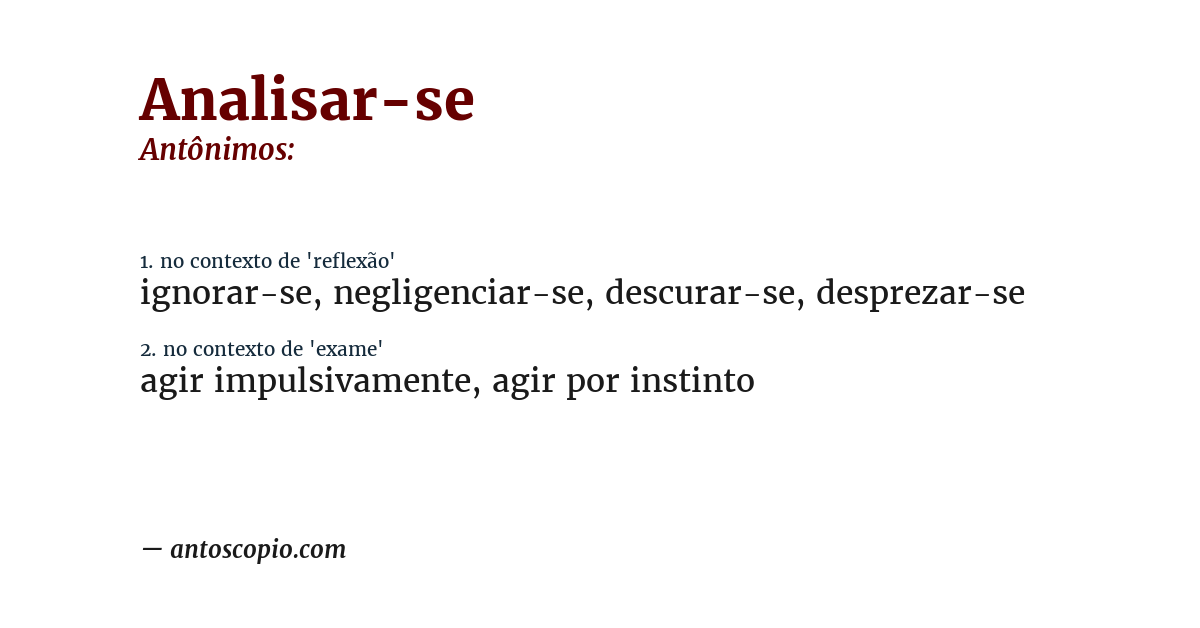 Antônimo de analisar-se