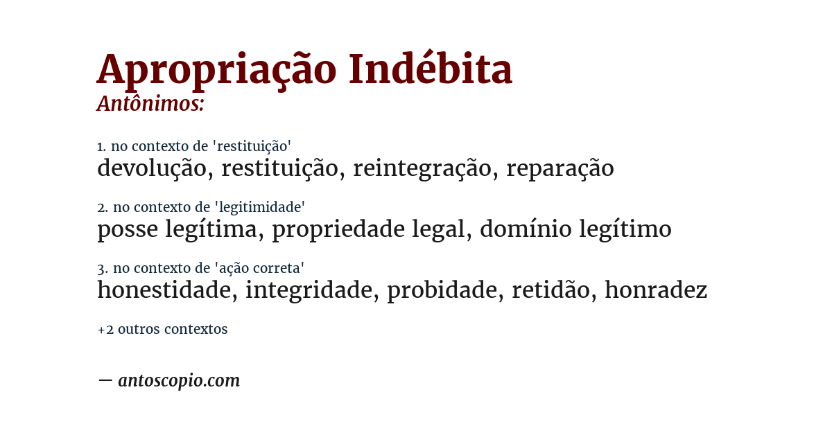 Antônimo de apropriação indébita