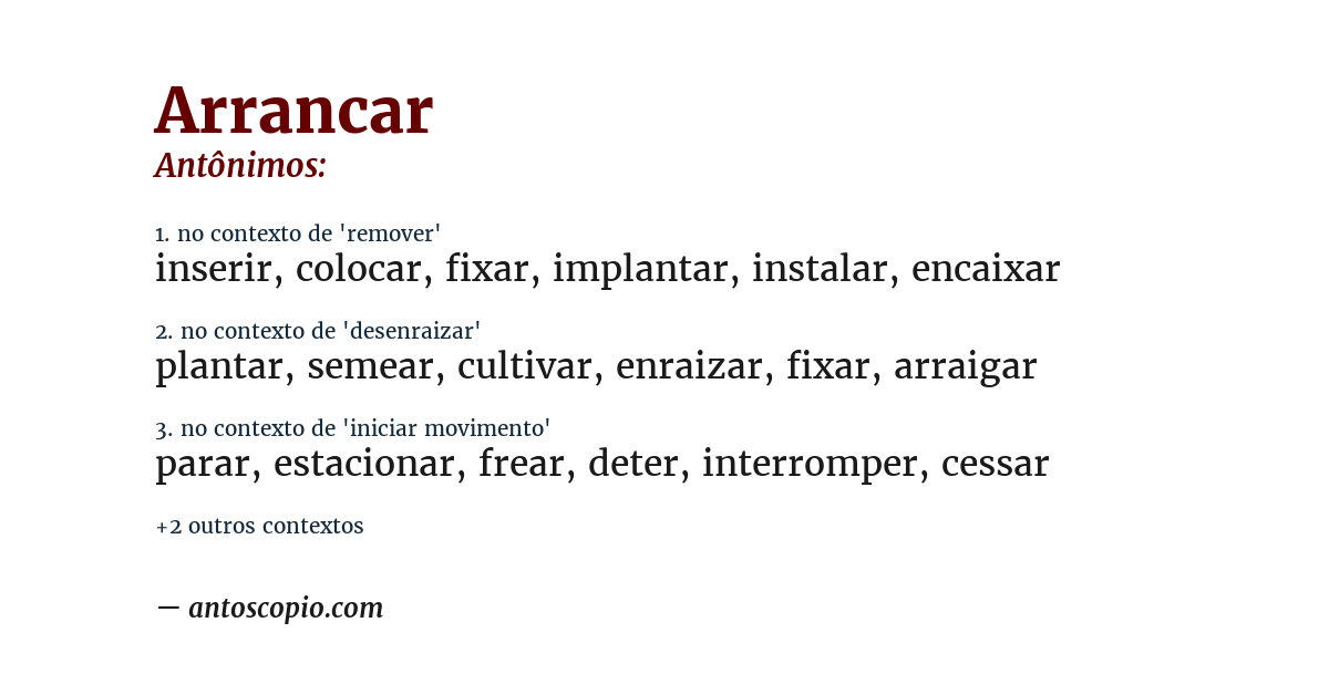 Antônimo de arrancar