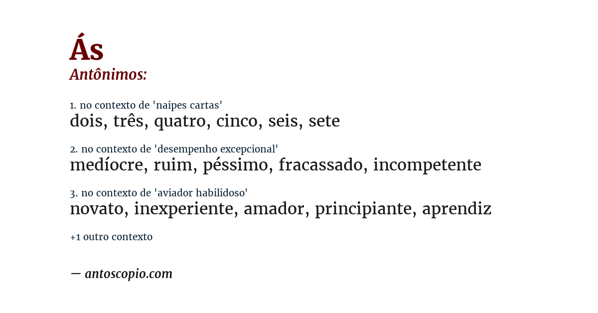 Antônimo de ás