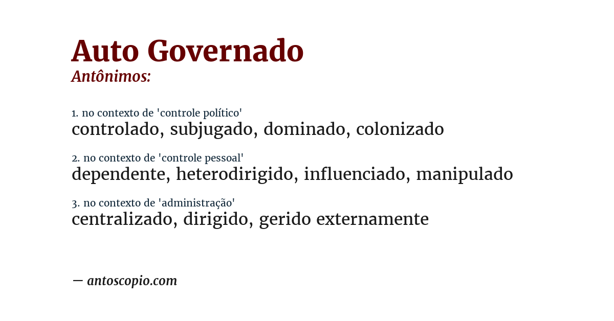 Antônimo de auto governado