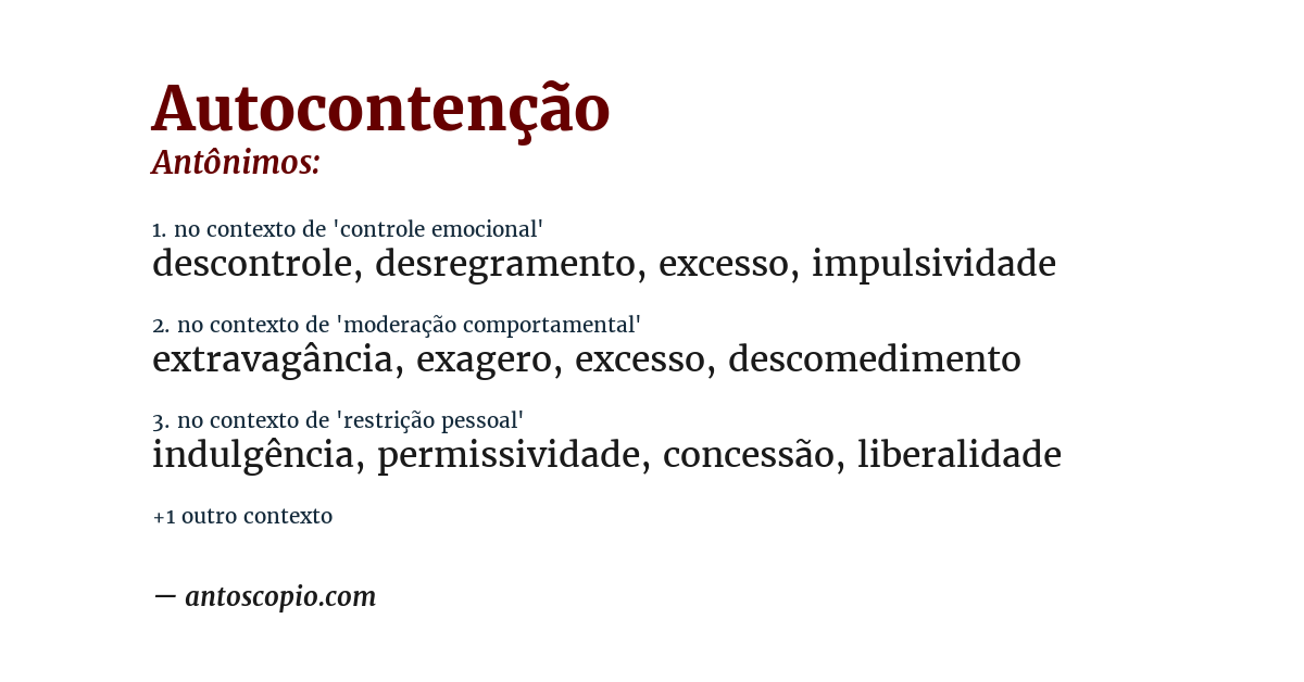 Antônimo de autocontenção