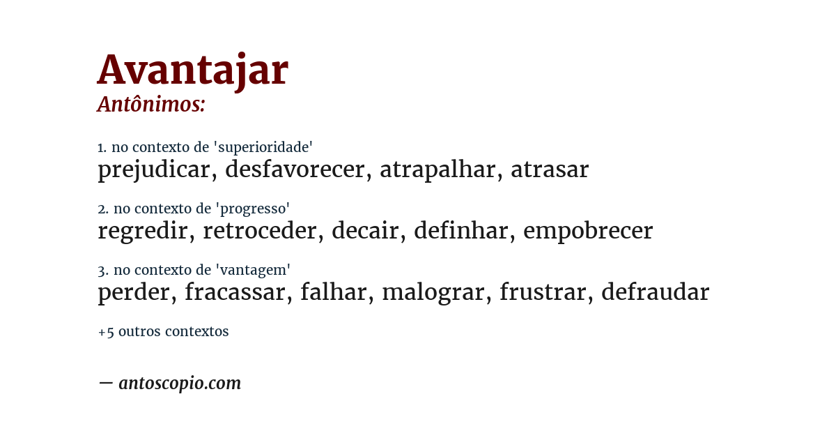 Antônimo de avantajar