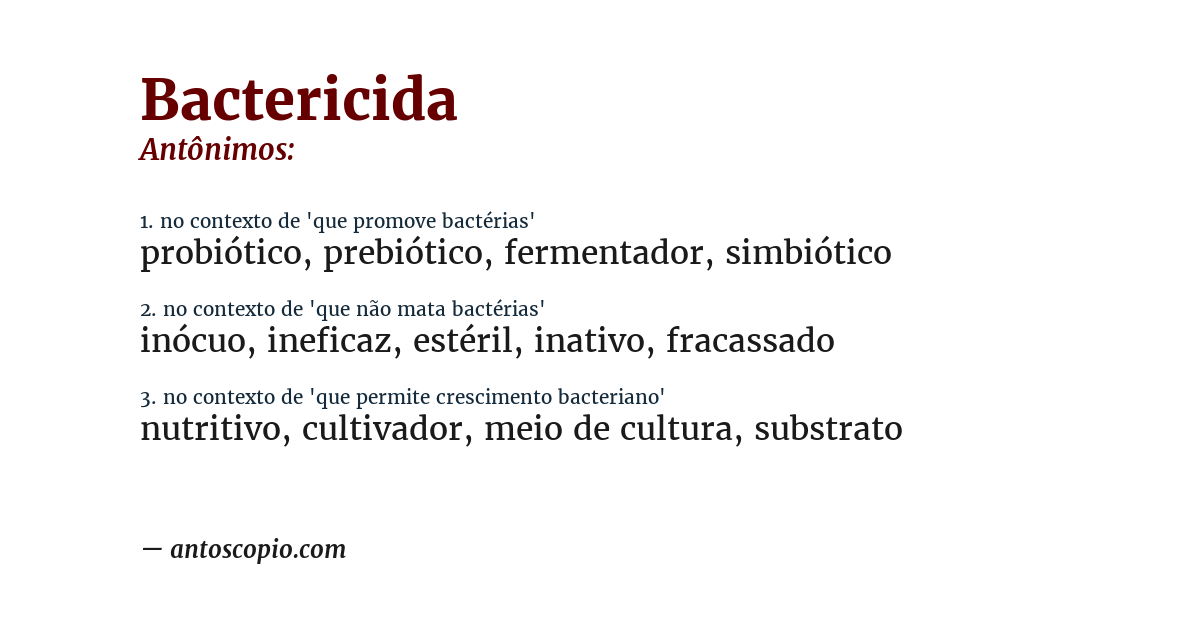 Antônimo de bactericida