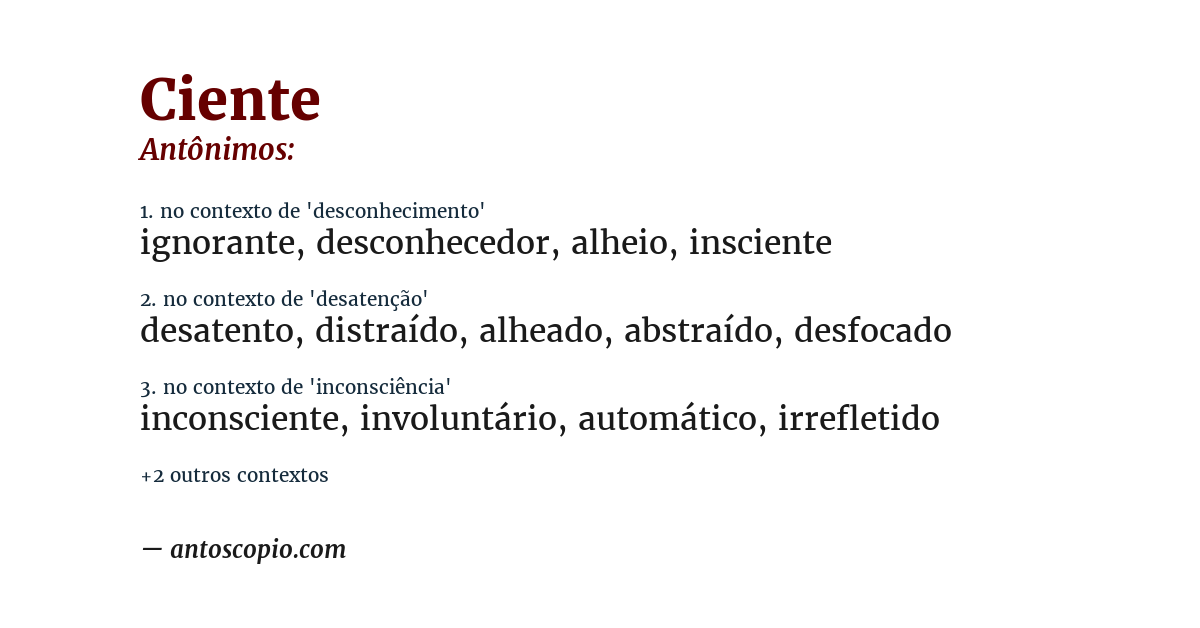 Antônimo de ciente