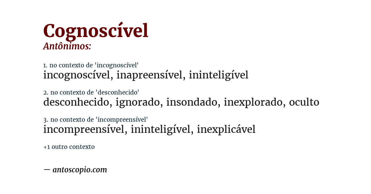 Antônimo de cognoscível