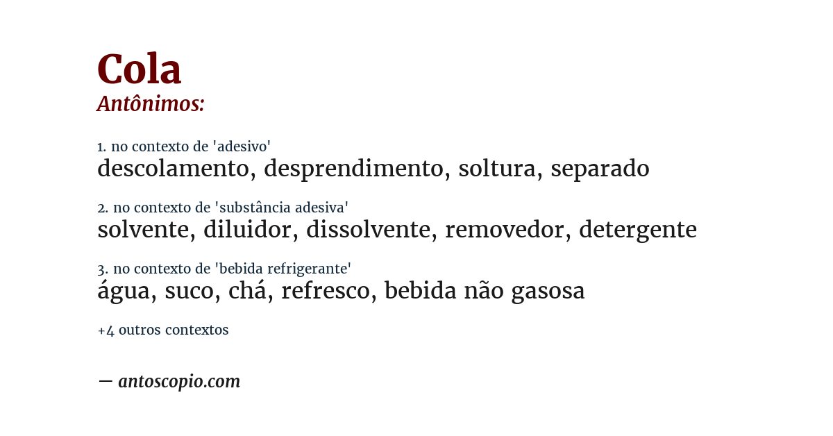 Antônimo de cola