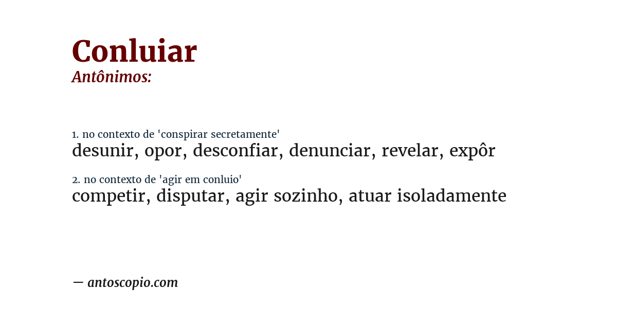 Antônimo de conluiar