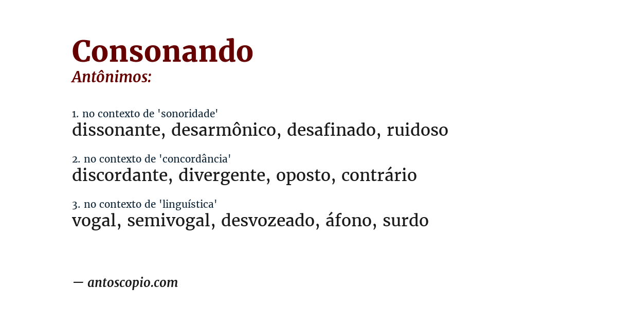 Antônimo de consonando