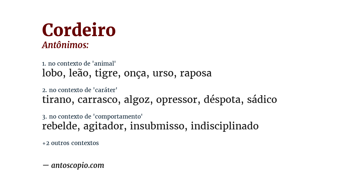 Antônimo de cordeiro