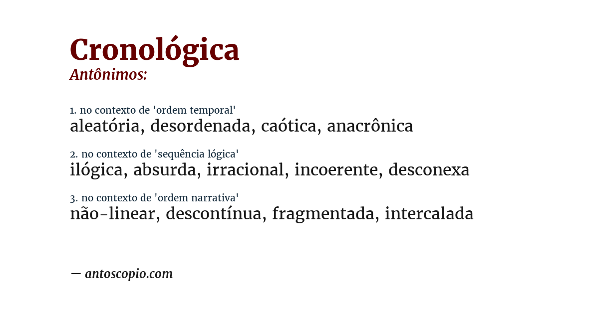 Antônimo de cronológica