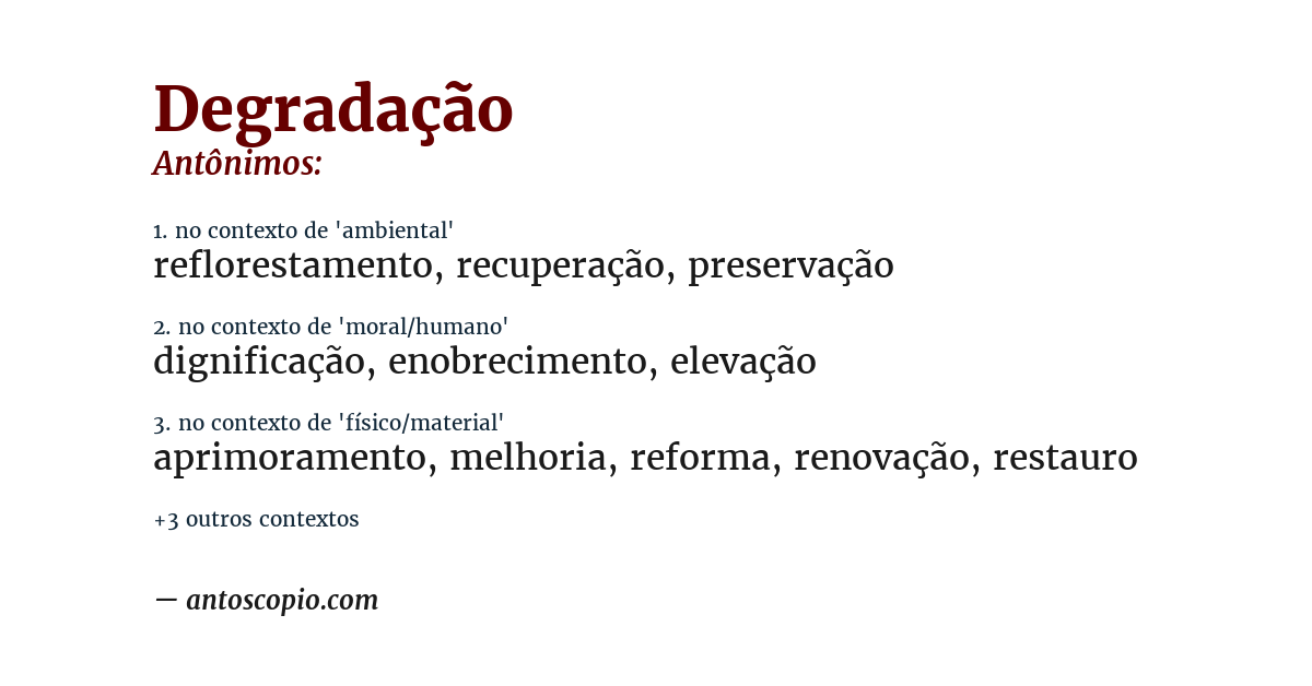 Antônimo de degradação