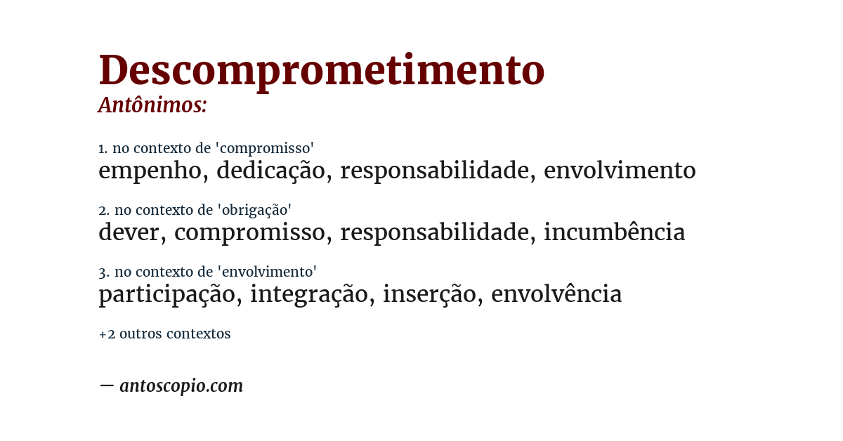 Antônimo de descomprometimento