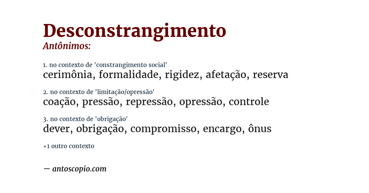 Antônimo de desconstrangimento