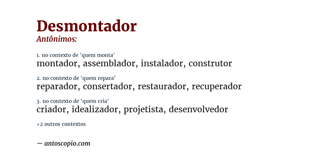 Antônimo de desmontador