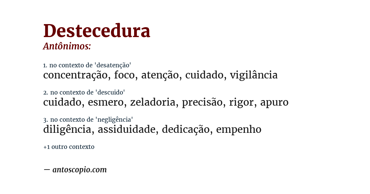 Antônimo de destecedura