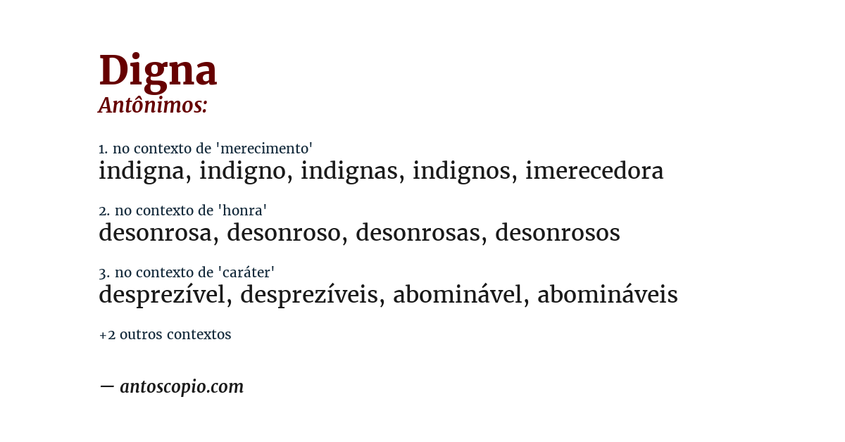 Antônimo de digna