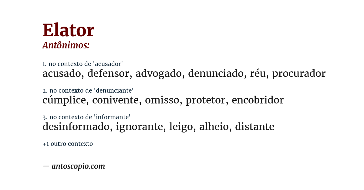 Antônimo de elator